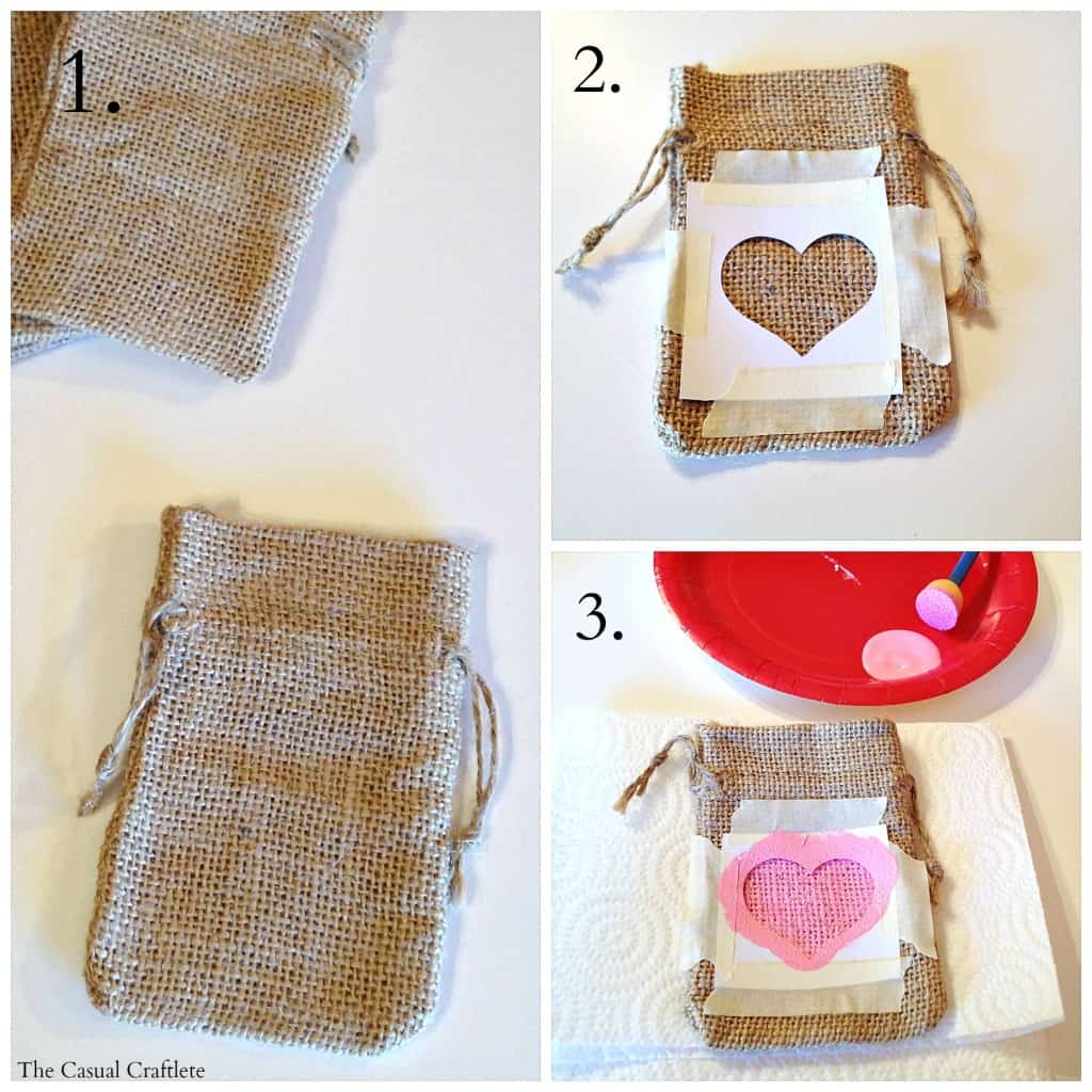 How to make a Valentine's Day burlap gift bag #burlap #Valentines #giftbags #DIY #treatbags