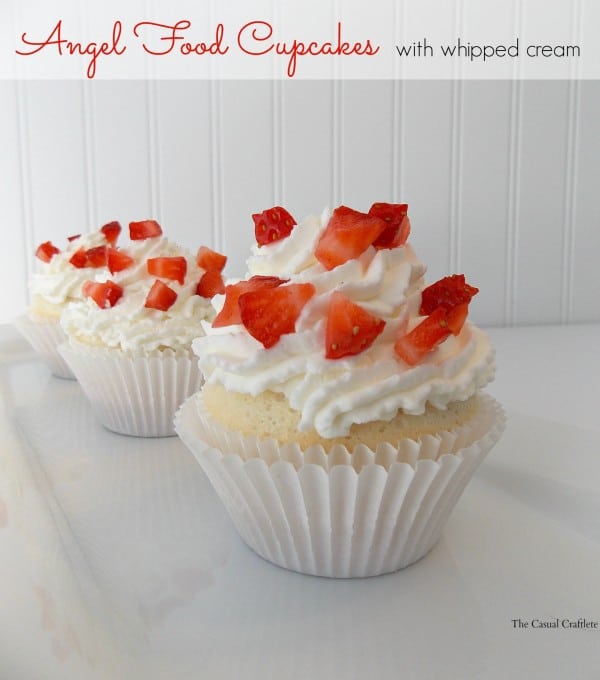 Angel Food Cupcakes with whipped cream - Purely Katie