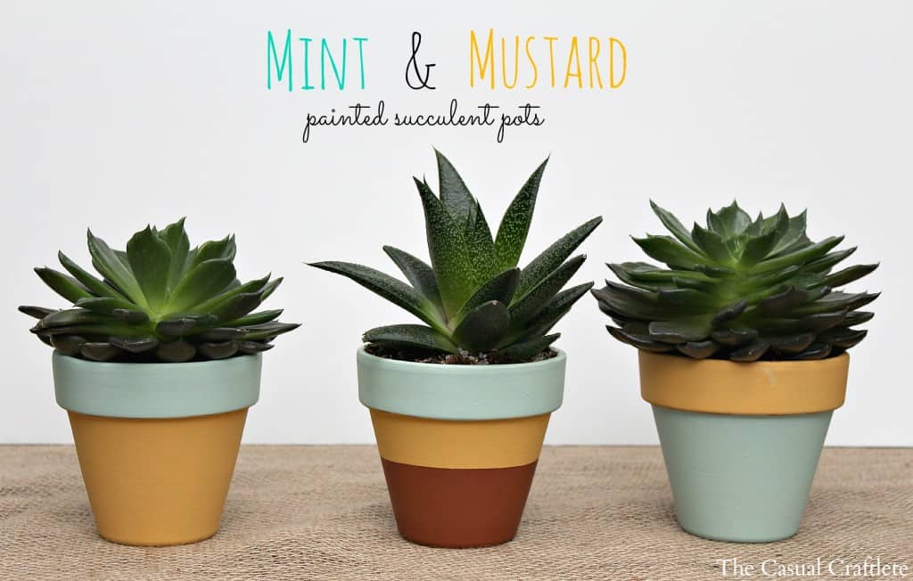 Mint & Mustard Painted Pots