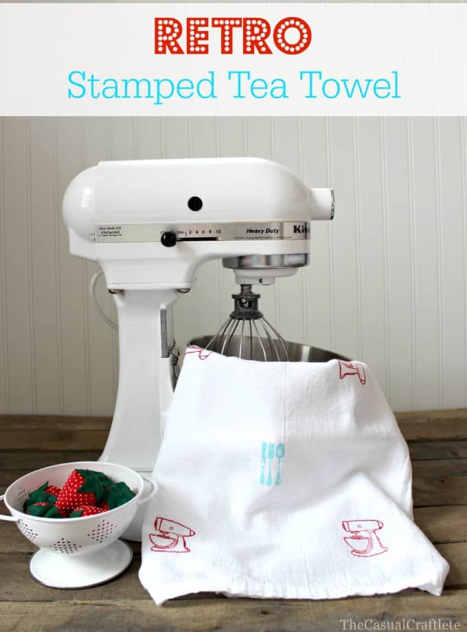 Retro Stamped Tea Towel The Casual Craftlete