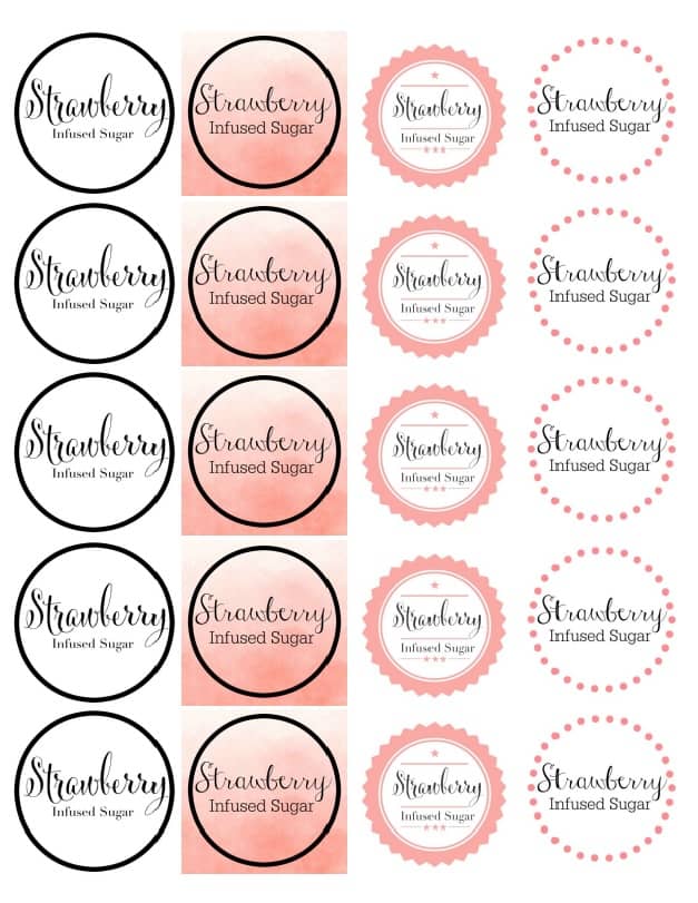 Strawberry Sugar Sticker Template 2 Inch