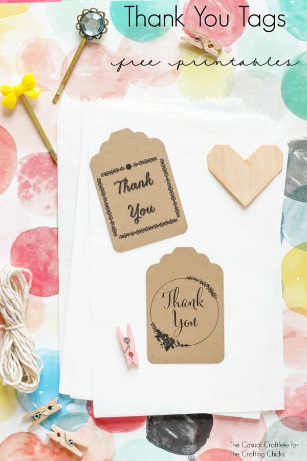 Thank You Tags - Free Printables from TheCasualCraftlete.com for TheCraftingChicks.com