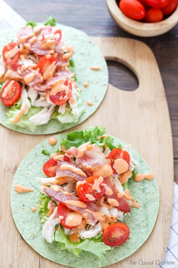 Chicken BLT Spinach Wrap with spicy mayo is a delicious and refreshing lunch or dinner recipe made with simple ingredients.