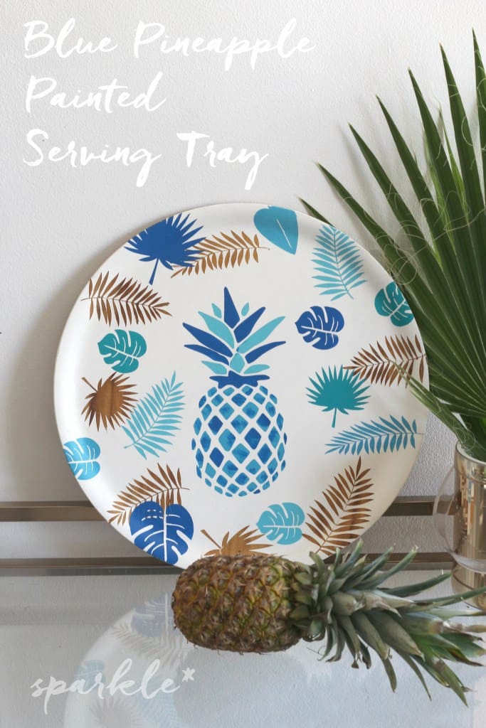 Blue-Pineapple-Painted-Serving-Tray