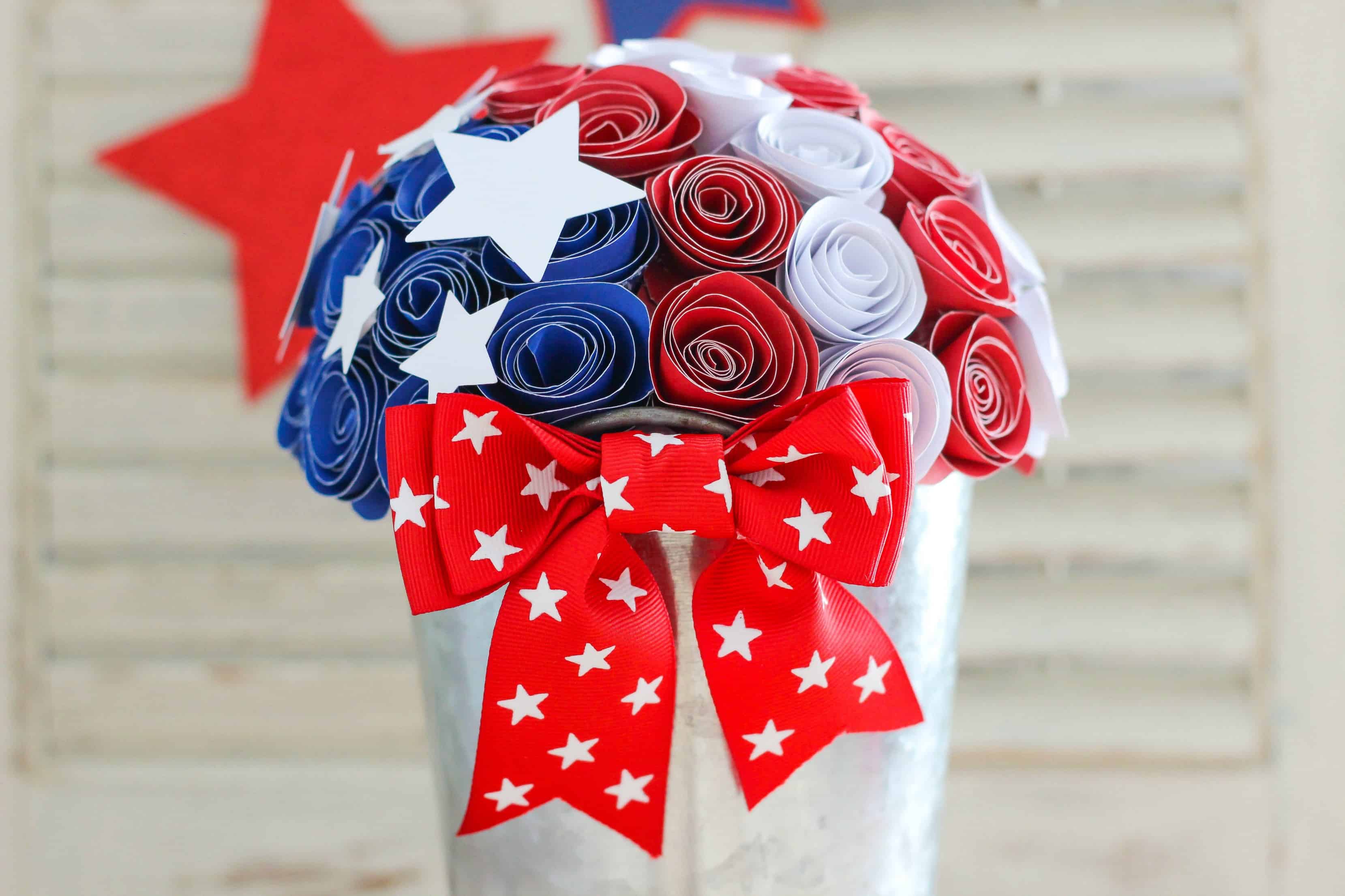 Simple Patriotic Red, White, and Blue Paper Craft with Template