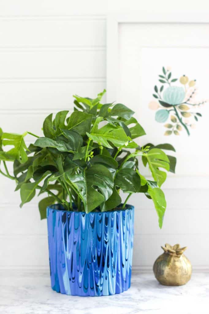 poured paint planter vase