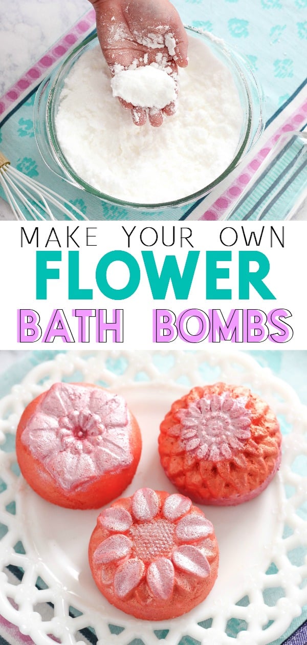 Easily make these DIY Floral Bath Bombs at home with this recipe and video tutorial.  These homemade bath bombs create a relaxing spa-like bath experience and make great gifts! #bathbombs #diybathbombs #bathbombrecipe #soap #healthandbeauty