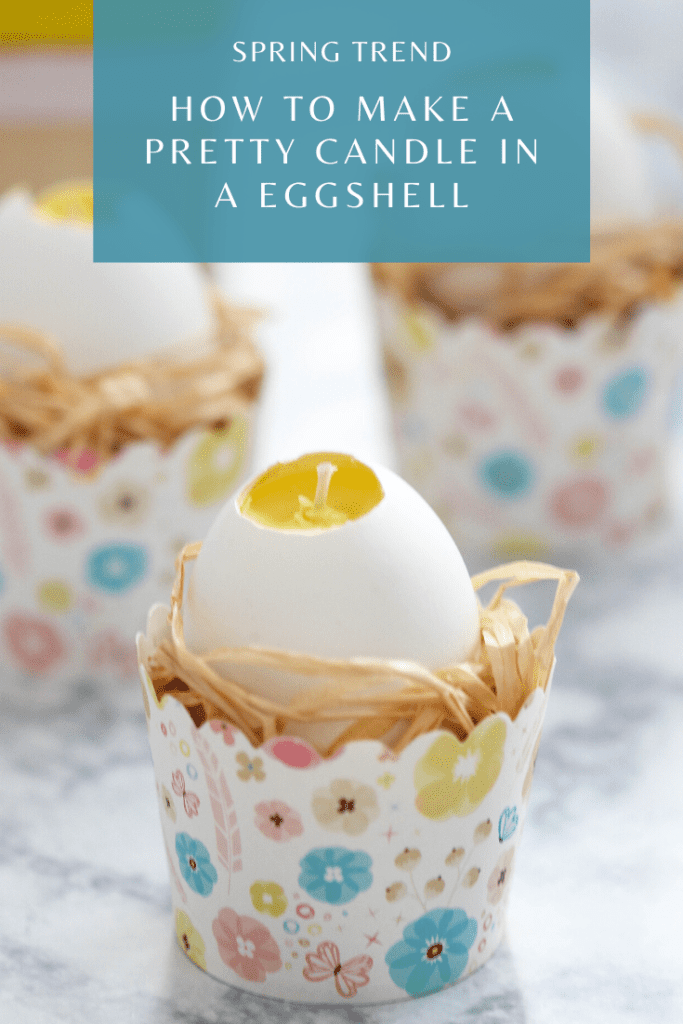 With Easter just around the corner, we have been saving all of our eggshells. Learn how to make a pretty candle in an eggshell just in time for spring. #springdecor #easterdecor #eastercrafts #eggshellcrafts #eggshellcandle #diyeggshellcandle