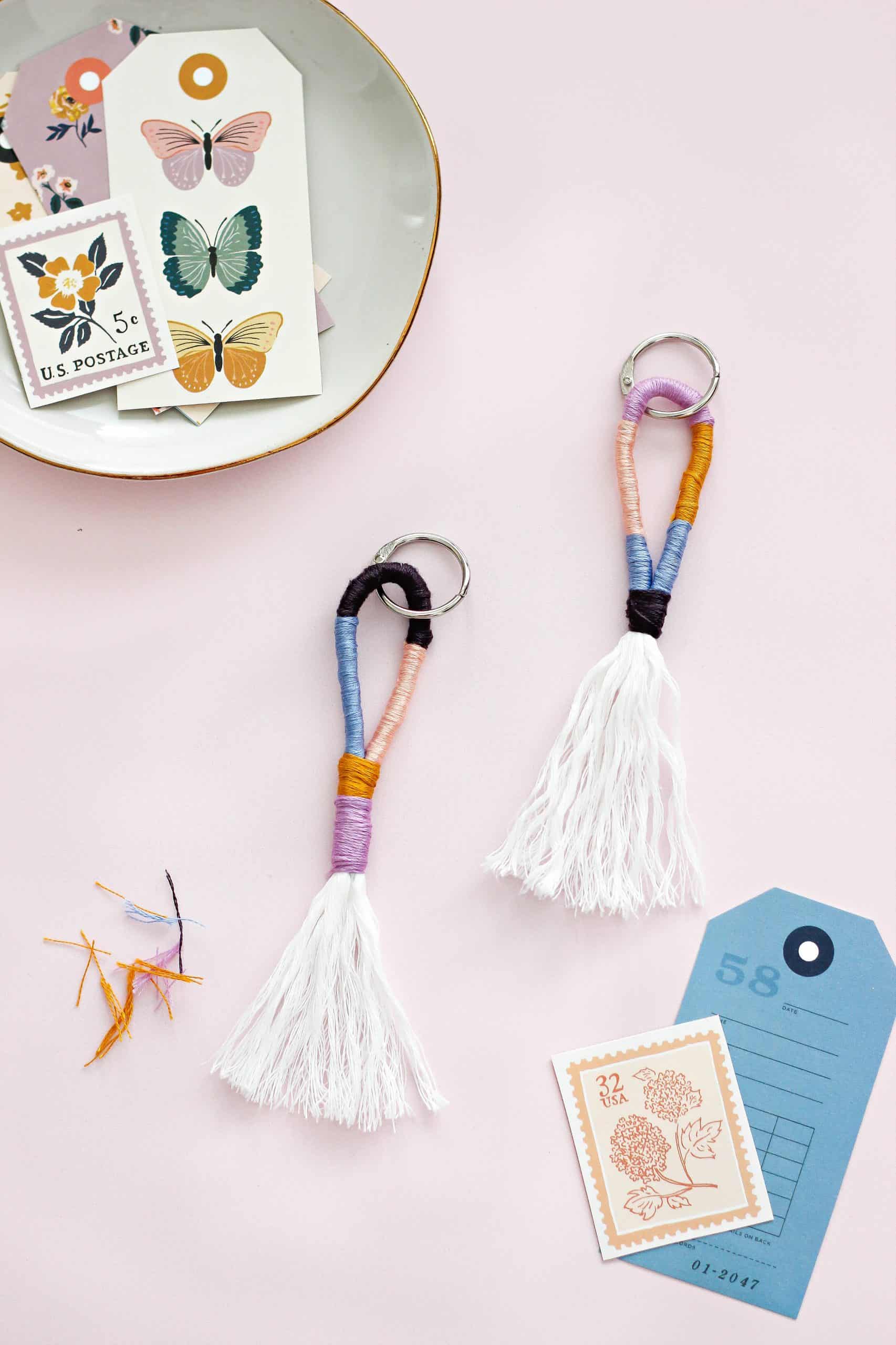 Yarn Tassel Keychain Kids Craft - Make and Takes