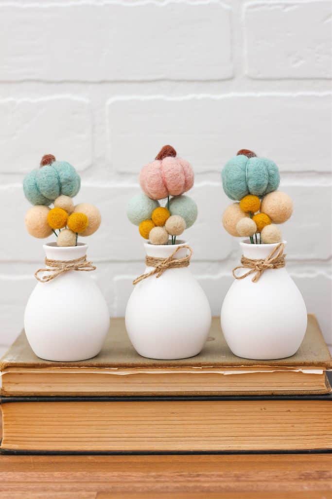 felt wool pom pom flower bouquet