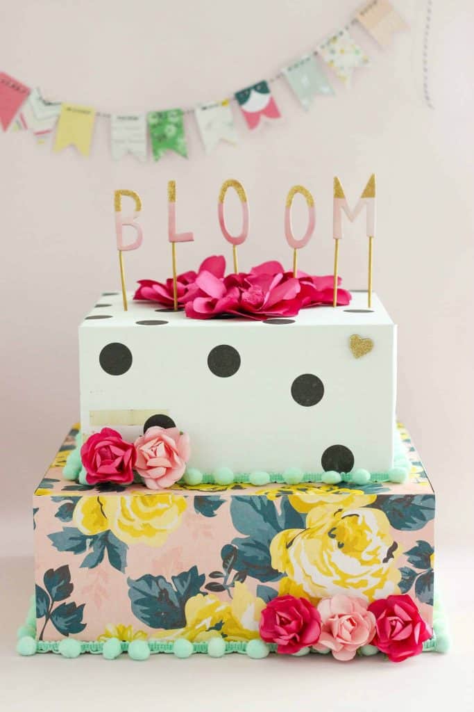 scrapbook paper cake